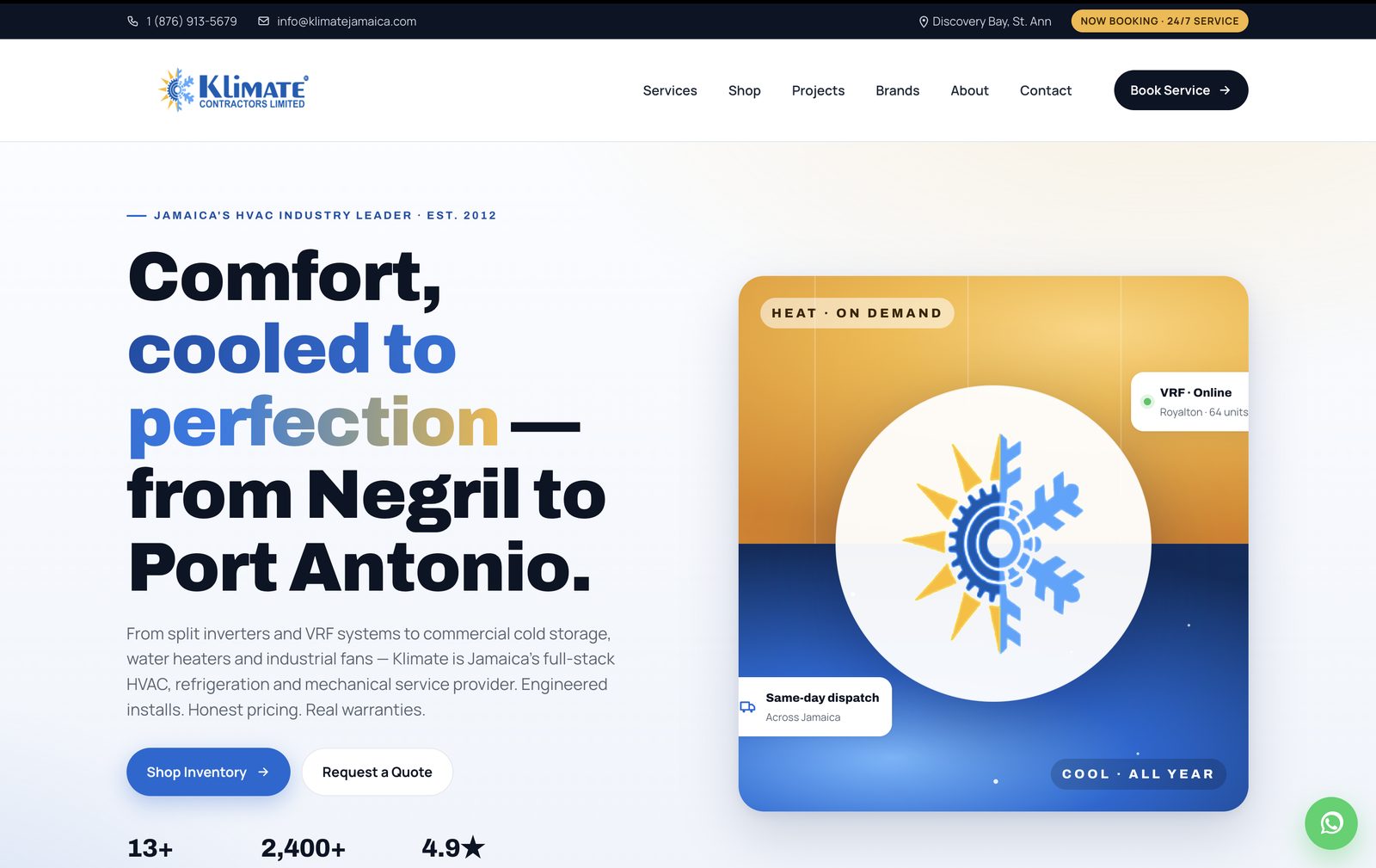 Klimate Contractors website homepage