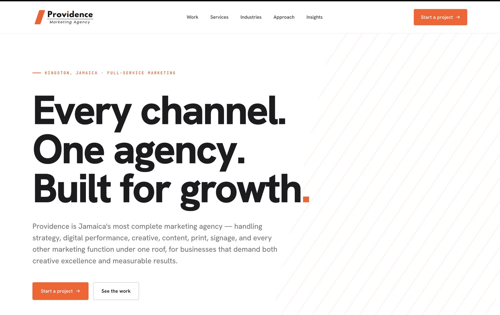 Providence Marketing Agency website homepage